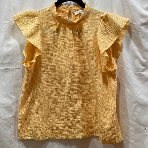 Joe's Jeans Mustard Ruffle Sleeve Blouse - Picture 2 of 4